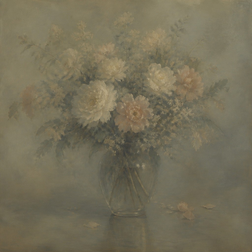bouquet of flowers in a glass vase — Tonal Unity Art Style