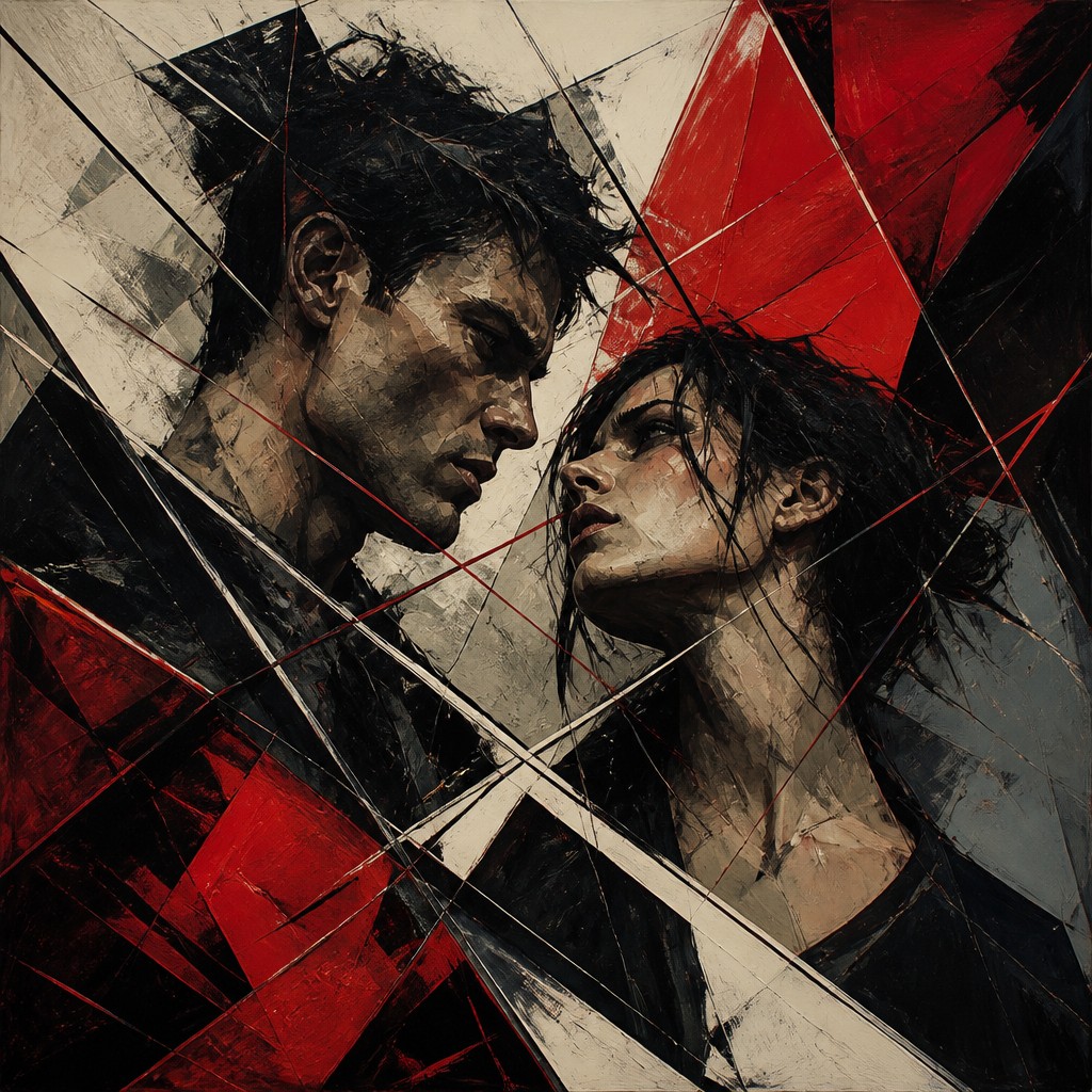 portrait of two people together — Tension Art Style