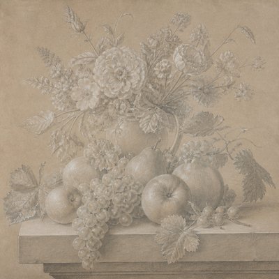 still life arrangement of fruits and flowers