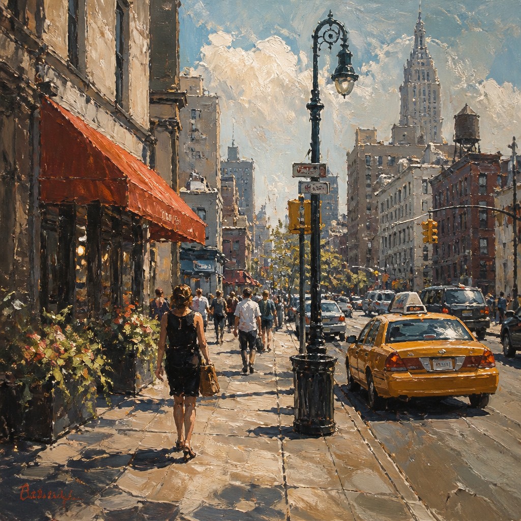 urban street with city activity