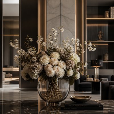 bouquet of flowers in a glass vase