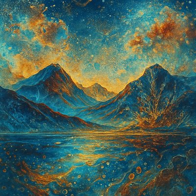 serene landscape with mountains and water