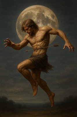a painting of a man with a bow and arrow