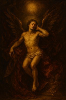 a painting of a man on a cross