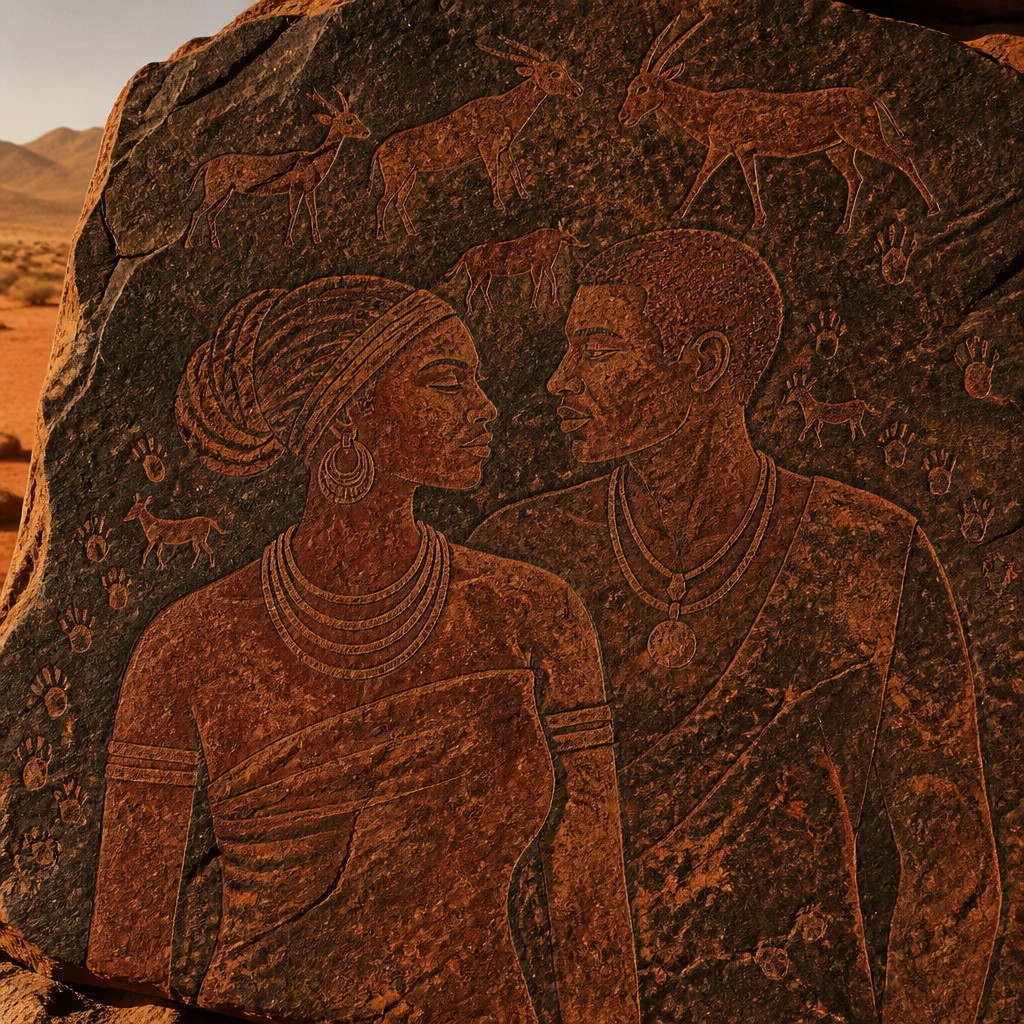 portrait of two people together — Namibian Art Style
