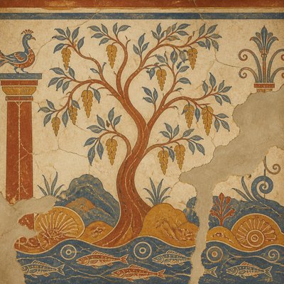a tree in nature — Minoan Fresco Art Style