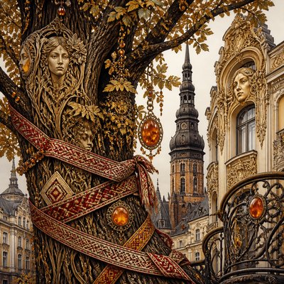a tree in nature — Latvian Art Style