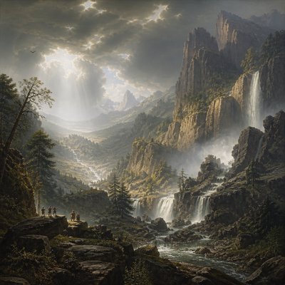 wide landscape with natural scenery — Düsseldorf School Art Style