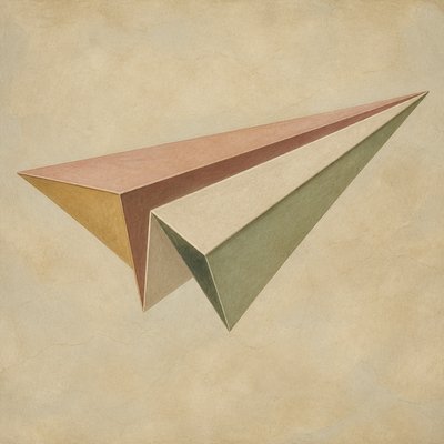 a paper plane, clean minimal composition on a plain background, no text