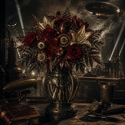 bouquet of flowers in a glass vase