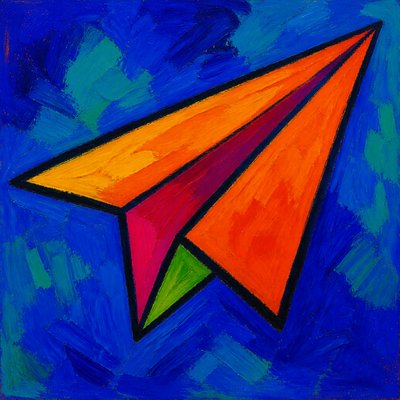 a paper plane, clean minimal composition on a plain background, no text