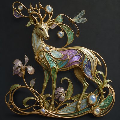 animal standing in natural pose — Art Nouveau Jewelry Design