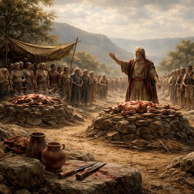 “Let them therefore give us two bullocks; and let them choose one bullock for themselves, and cut it in pieces, and lay it on wood, and put no fire under: and I will dress the other bullock, and lay it on wood, and put no fire under: And call ye on the name of your gods, and I will call on the name of the LORD: and the God that answereth by fire, let him be God. And all the people answered and said, It is well spoken.” (1 Kings 18:23-24, KJV)
