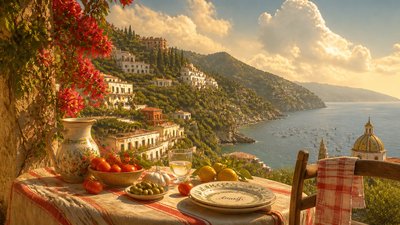 sweeping panoramic landscape with a dramatic sky