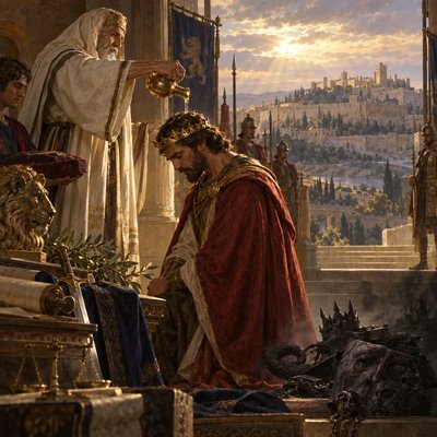 Psalms 45:7-8 (JPS)
7 (45:8) Thou hast loved righteousness, and hated wickedness; therefore God, thy God, hath anointed thee with the oil of gladness above thy fellows.

