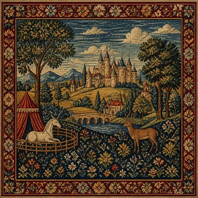 wide landscape with natural scenery — Woven Tapestry Art Style