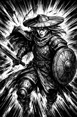 a cartoon of a man dressed in armor and holding a sword