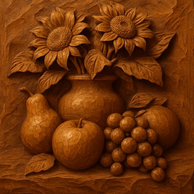 still life arrangement of fruits and flowers