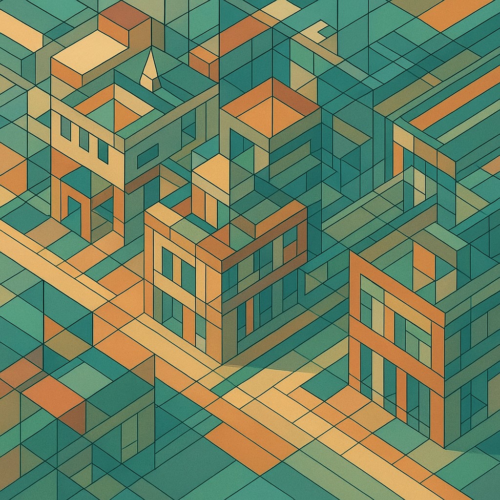 Isometric Geometric Art Style Transfer Example