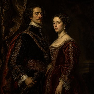 portrait of two people together — Madrid Art Style