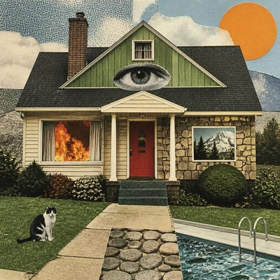 house with front view — Photomontage Art Style