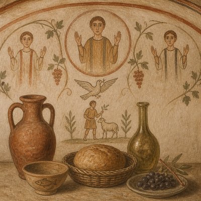 still life with everyday objects — Early Christian Art Style
