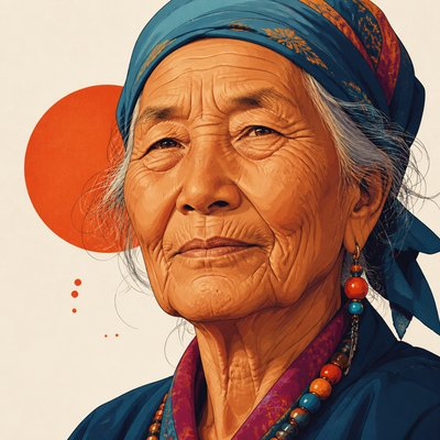 close-up portrait of an elderly person with expressive weathered features