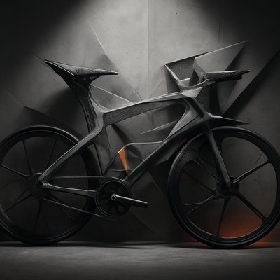bicyle resting against a wall