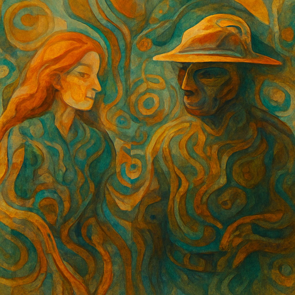 a painting of a man and a woman