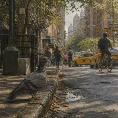 urban street with city activity