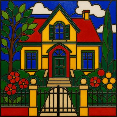 house with front view — Cloisonnism Art Style