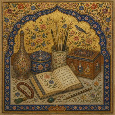 still life with everyday objects — Miniature Painting Style