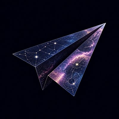 a paper plane, clean minimal composition on a plain background, no text
