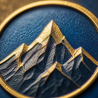 an emblem of a mountain peak inside a circle, simple bold shapes on a plain background, no text or lettering