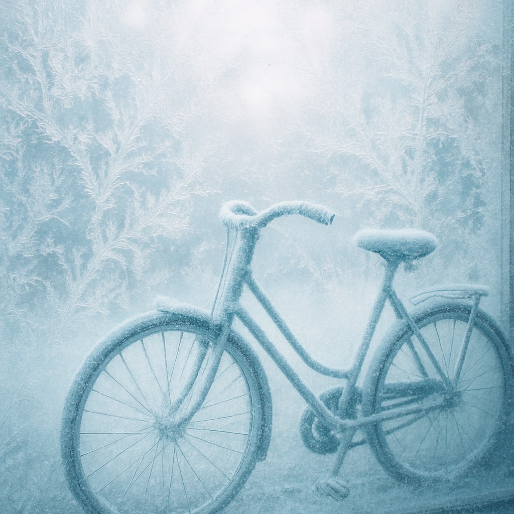 bicyle resting against a wall