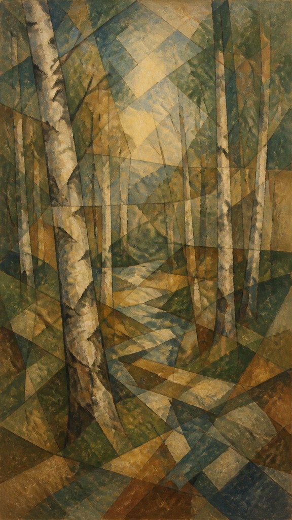 a serene birch forest in soft morning light, no people, no text