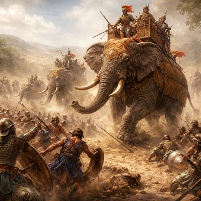 “How also Antiochus the great king of Asia, that came against them in battle, having an hundred and twenty elephants, with horsemen, and chariots, and a very great army, was discomfited by them;” (1 Maccabees 8:6, KJVA)
