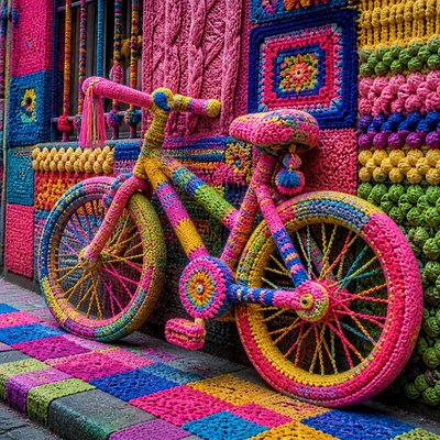 bicyle resting against a wall