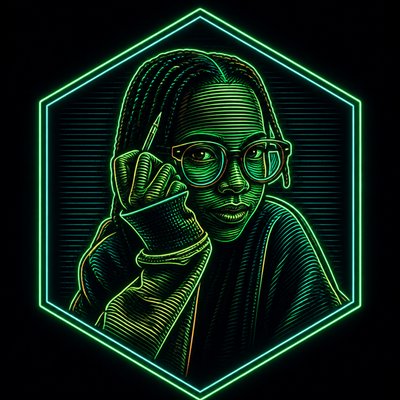 a woman with glasses and a neon frame