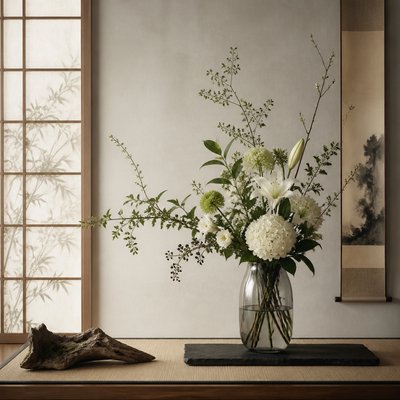 bouquet of flowers in a glass vase