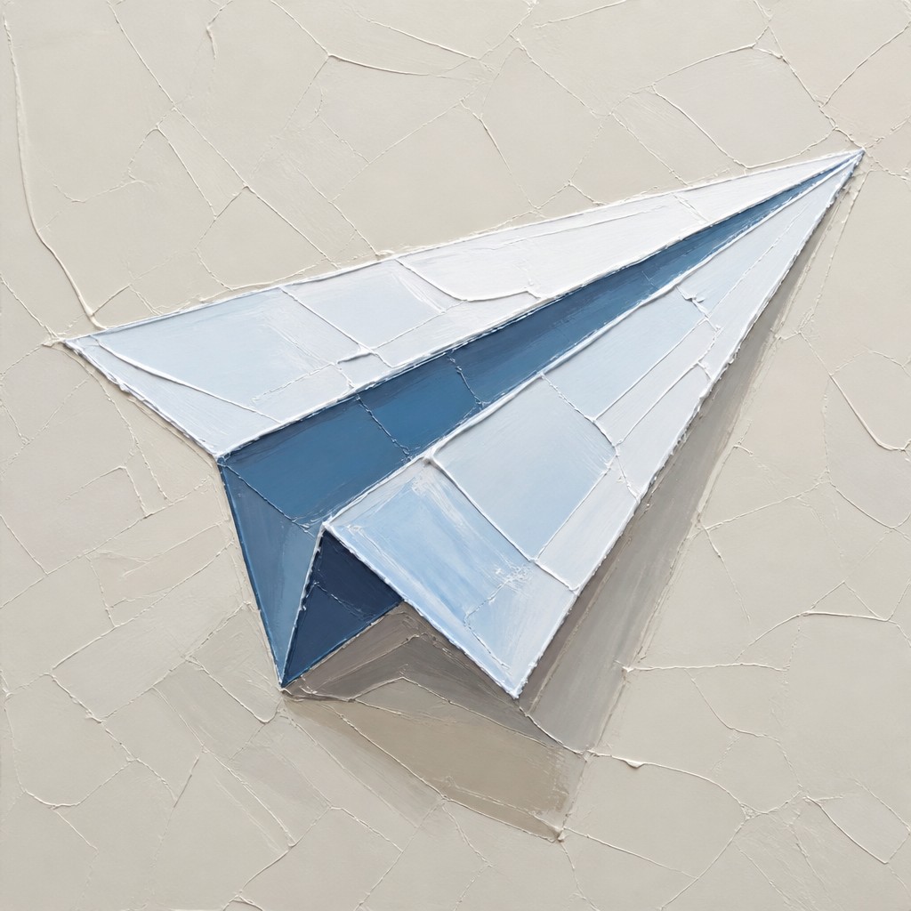 a paper plane, clean minimal composition on a plain background, no text