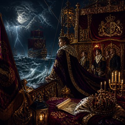 sailing ship on a stormy sea