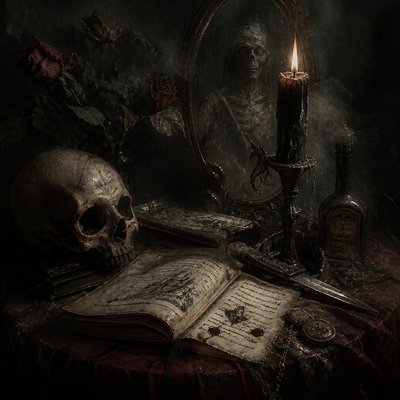 still life with everyday objects — Gothic Horror Art