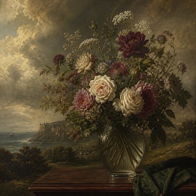 bouquet of flowers in a glass vase