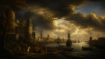 sweeping panoramic landscape with a dramatic sky
