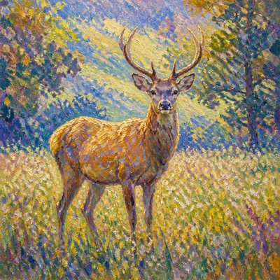 animal standing in natural pose — Impressionist Landscape Art Style