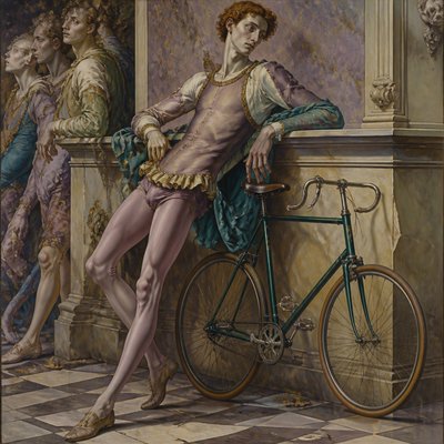 bicyle resting against a wall — Mannerism Art Style