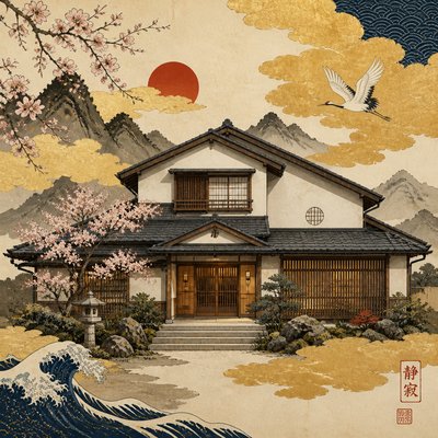 house with front view — Japanese Art Style