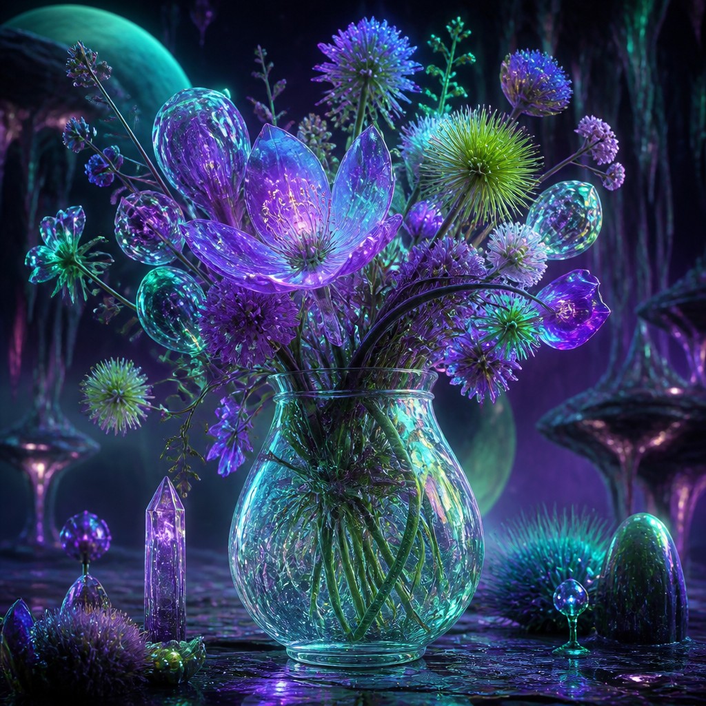 bouquet of flowers in a glass vase