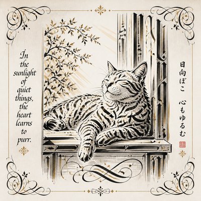 a cat lounging in a sunlit window